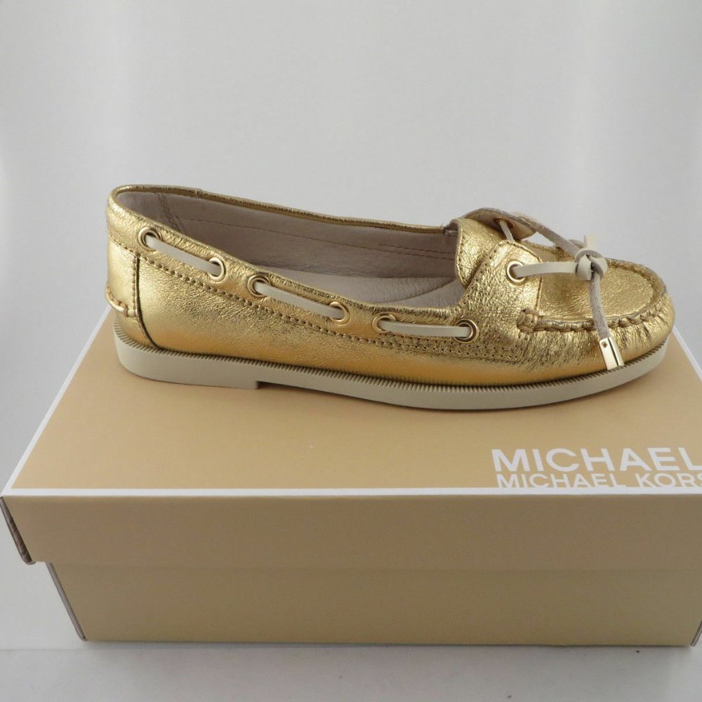 NIB Michael KORS MK 40R4BLFR1M GOLD MOCS SZ. 8
